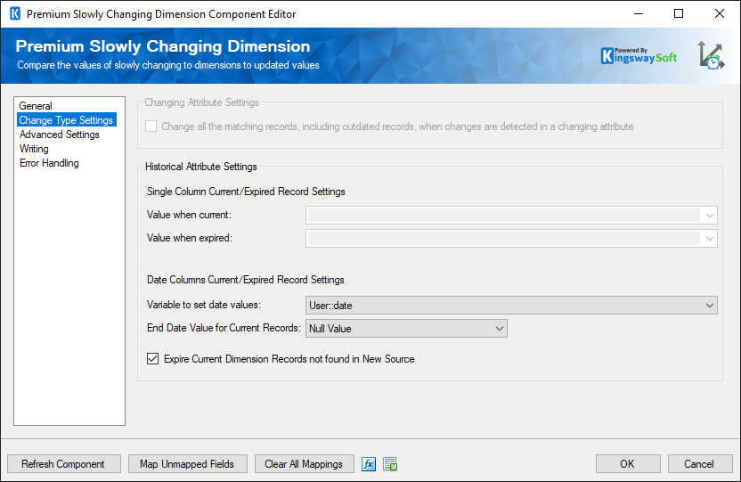SSIS Premium Slowly Changing Dimension - Settings